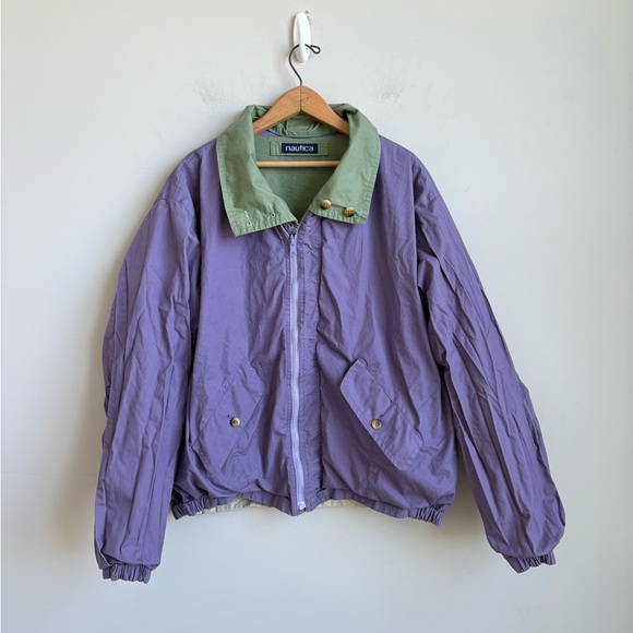 Vintage Nautica Colorblock Jacket – Reversible Sage Green / Lavender – Size L/G - Picture 3 of 10